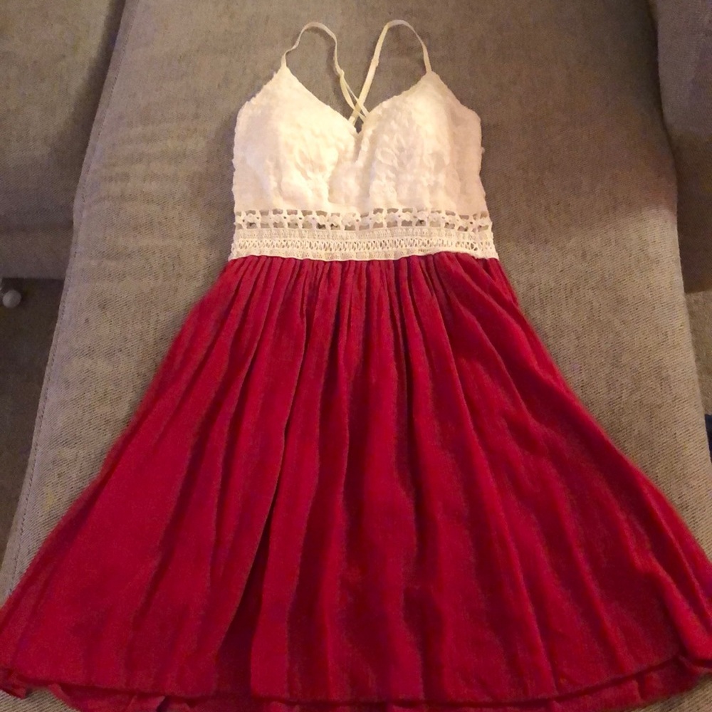 Lace red and white dress